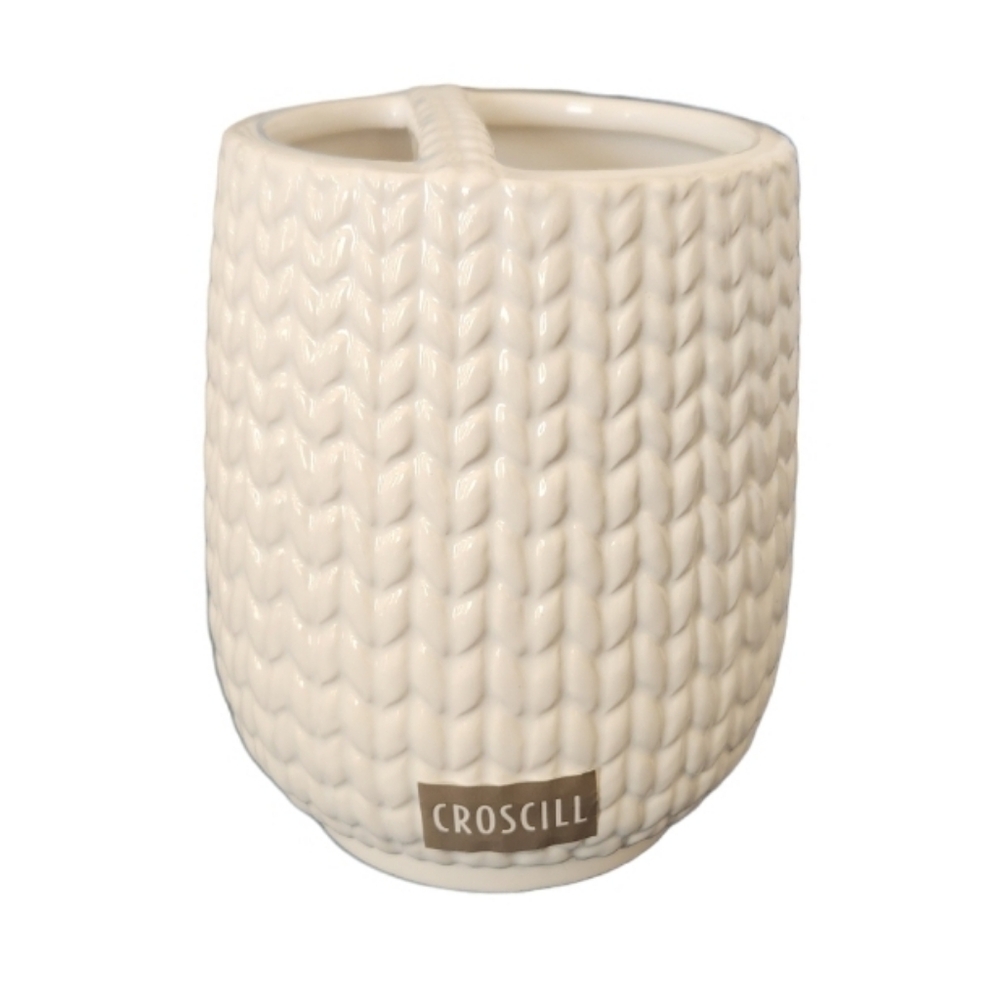 Croscill Juno Tooth Brush Holder Ceramic Rare Accessories White